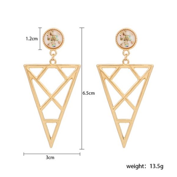 BOHO BABE GEOMETRIC OPAL DROP EARRINGS - Picture 3 of 4